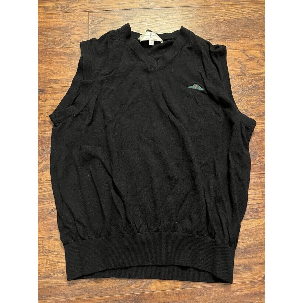 Fairway And Greene L Black Merino Wool Sweater Vest Golf